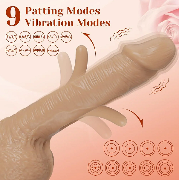 Pênis realístico recarregável com movimento de dedilhar Slap controle via APP - 20x3,8cm