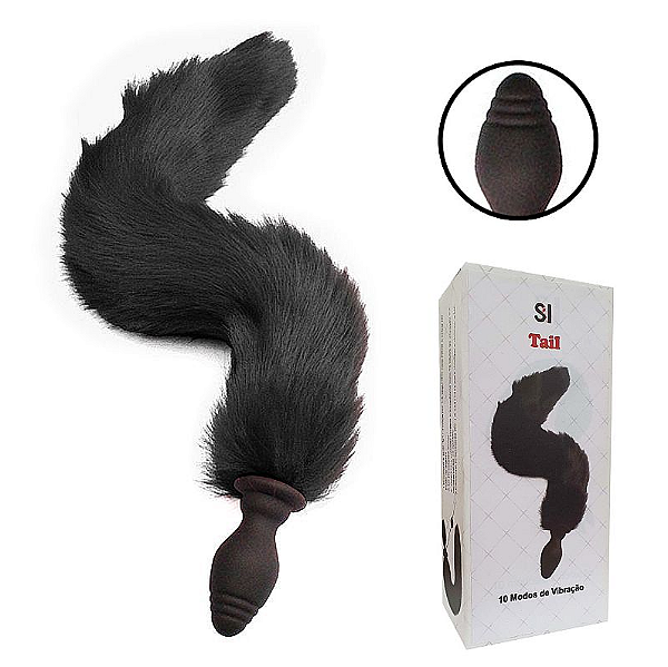 Plug Anal em silicone com Vibro - Rabo de Raposa - Tail - 39 cm - SI