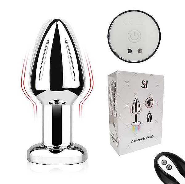 Plug Anal em Aço com Vibro e Controle Remoto