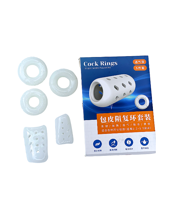 Kit com 5 Anéis Penianos Corretora do Prepúcio – Cock Rings