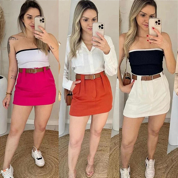 Saia alfaiataria Maya tamanho P nas cores nude e bege