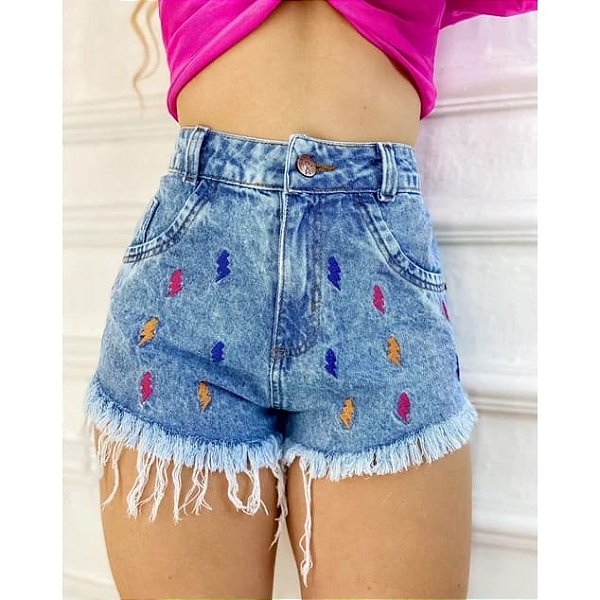 DUPLICADO - short jeans feminino cintura alta tamanho 44 azul claro