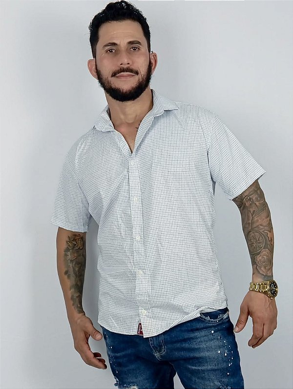 Camisa Slim Casual Masculina Xadrez