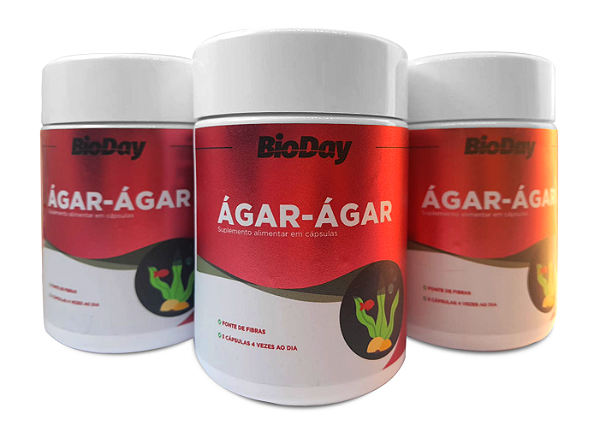 Ágar-Ágar - Frasco 60 Comp - kit com 3 Frascos.