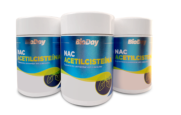 NAC (Acetilcisteína) - Frasco 60 Caps. kit com 3 frasco.