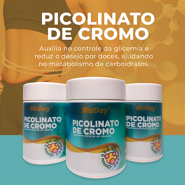 Picolinato de Cromo - Frasco 60 Comp. kit com 3 frasco.