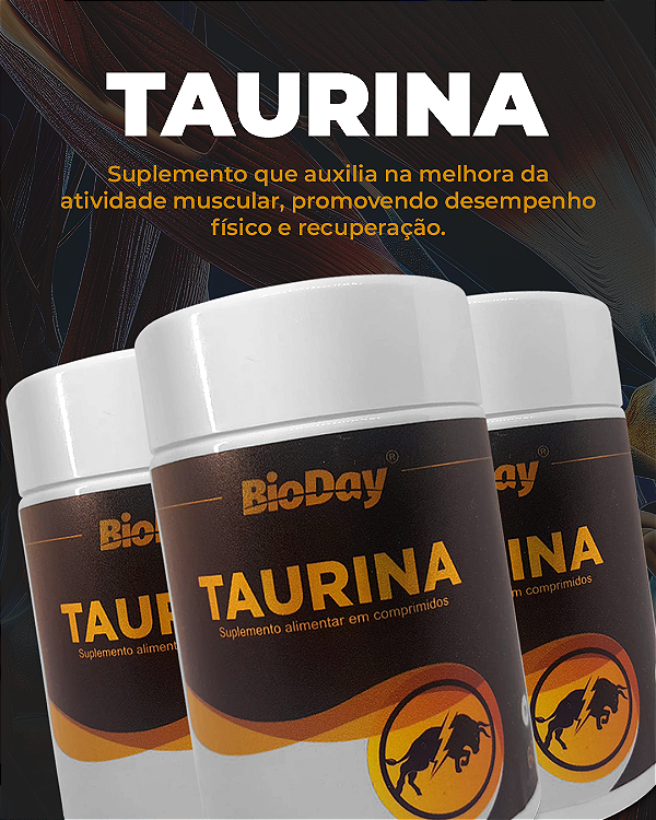 Taurina - Frasco 60 Comp. kit com 3 frasco.