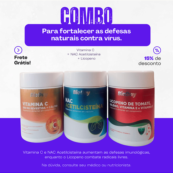 Vitamina C + NAC (Acetilcisteína) + Licopeno