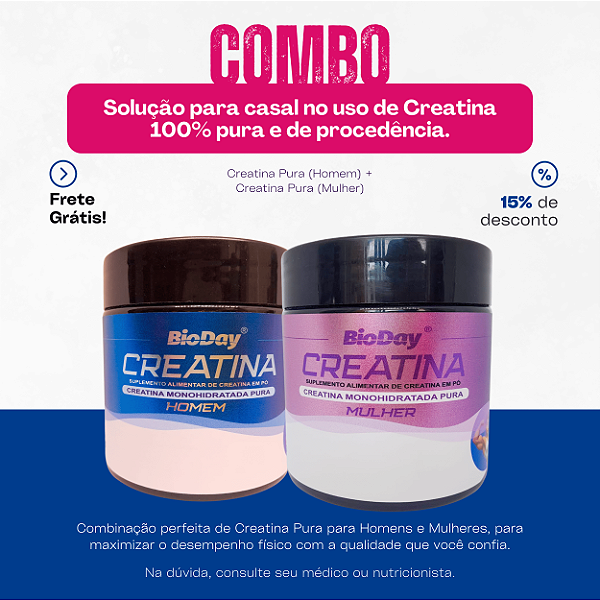 Creatina Pura (Homem) + Creatina Pura (Mulher)