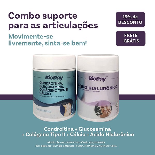 Condroitina + Glucosamina + Colágeno Tipo II + Cálcio + Ácido Hialurônico