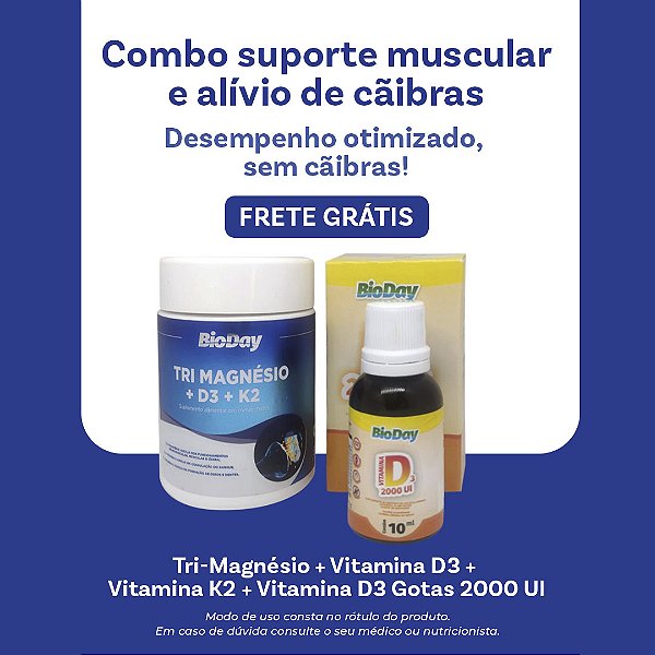 Tri-Magnésio + Vitamina D3 + Vitamina K2 + Vitamina D3 Gotas 2000 UI