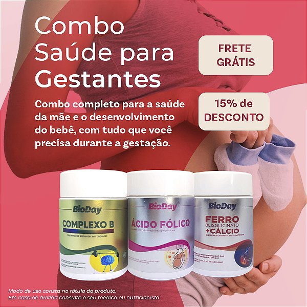 Saúde para gestantes (Complexo B, Ácido Fólico, Ferro Blisglinato)