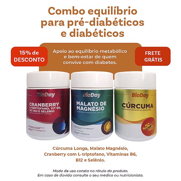 Equilíbrio para pré-diabéticos e diabéticos (Cranberry, Malato de Magnésio, Cúrcuma)