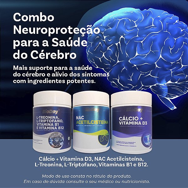 Neuroproteção para saúde do cérebro (L-treonina, NAC Acetilcisteína, Cálcio Vitamina D3)