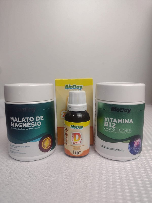Auxilia no combate e na prevenção da pressão alta (Malato Magnésio, Vitamina D3 gotas, Vitamina B12)