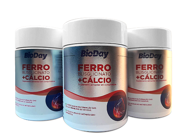 Ferro Bisglicinato com Cálcio - Frasco 60 Comp. 1 Unidade.