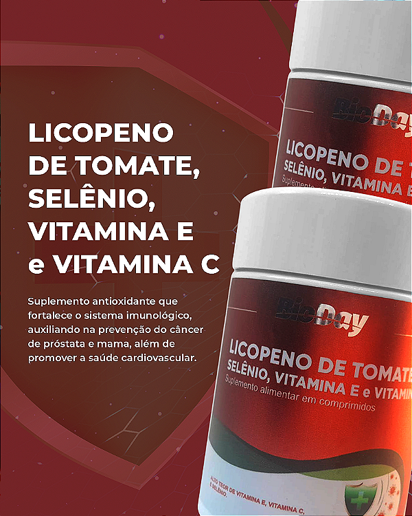 Licopeno, Selênio, Vitamina E e C - Frasco 60 Comp. 1 Unidade.