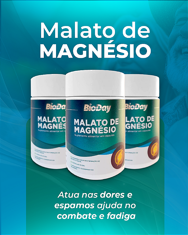 Malato de Magnésio - Frasco 60 Caps. 1 Unidade.