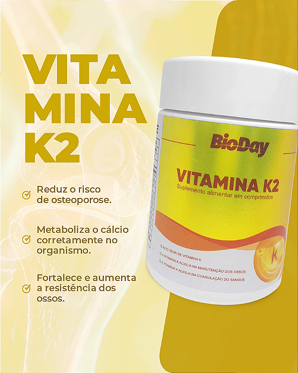 Vitamina K2 - Frasco 60 Comp. 1 Unidade.
