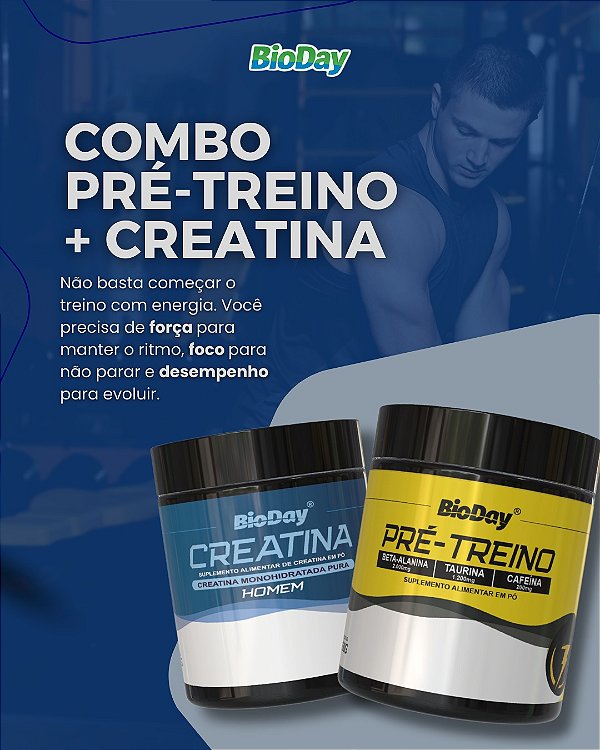 Creatina 100% Pura + Pré-Treino com Cafeína combo
