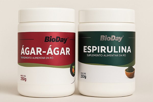 COMBO ESPIRULINA PÓ 250 G POTE E AGAR AGAR PÓ 250 POTE