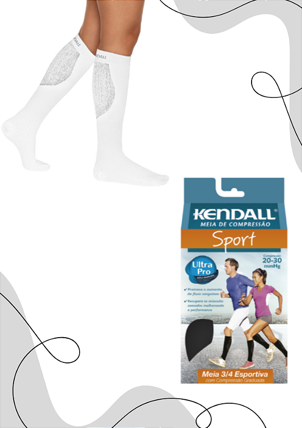MEIA COMPRESS 3/4 PANTURRILHA 20-30 SPORT KENDALL PÉ FECHADO BRANCO