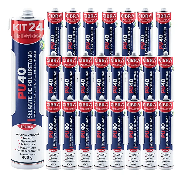Kit 24 Selantes PU 40 Selante de Poliuretano Adesivo Vedante Cibra Flex