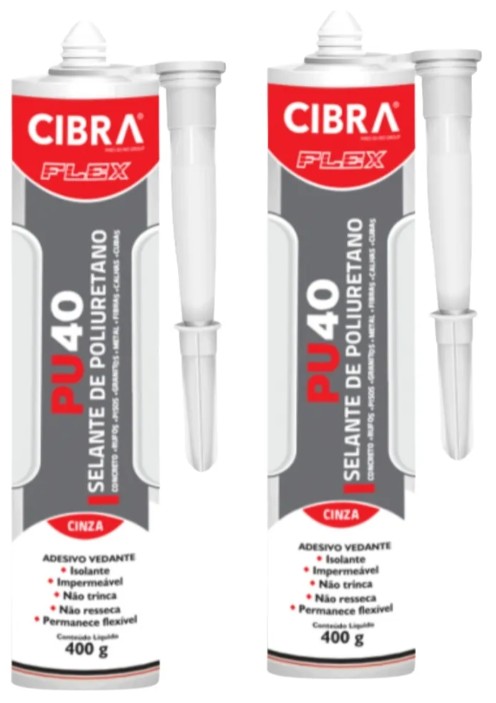 Kit 2 Selantes Poliuretano PU 40 Cinza 400g