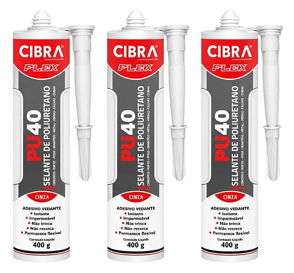 Kit 3 Selantes PU 40 400g Poliuretano Cinza