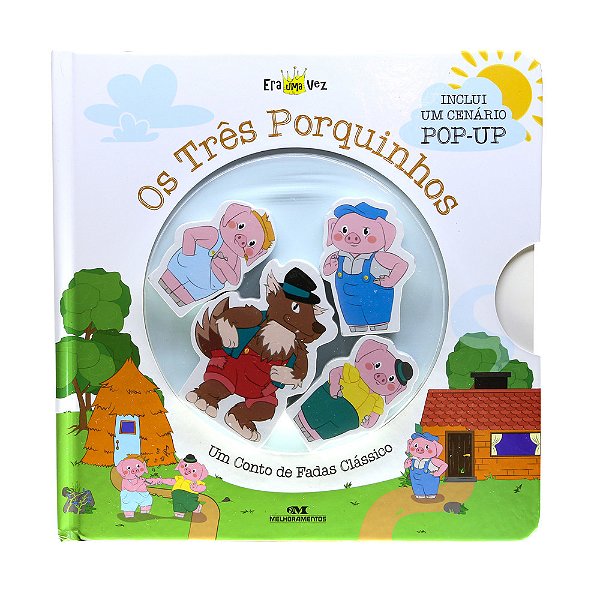 Os Três Porquinhos (Livro + Cenário Pop-Up + 4 Personagens De Madeira) Um Conto De Fadas Clássico
