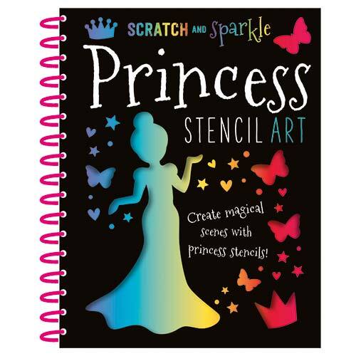 Scratch And Sparkle Princess Stencil Art - Book Including Wooden Scratcher, Stencils And Scratch-Off Card!