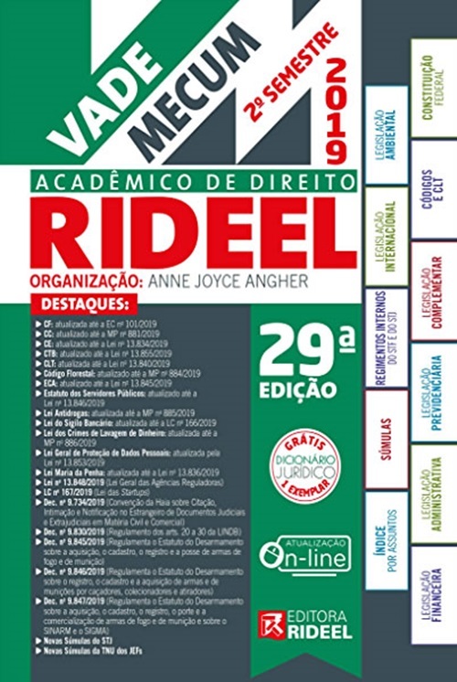 Vade Mecum Acadêmico De Direito Rideel - 2º Semestre 2019 - Livro Com Conteúdo Online - 29ª Edição..-