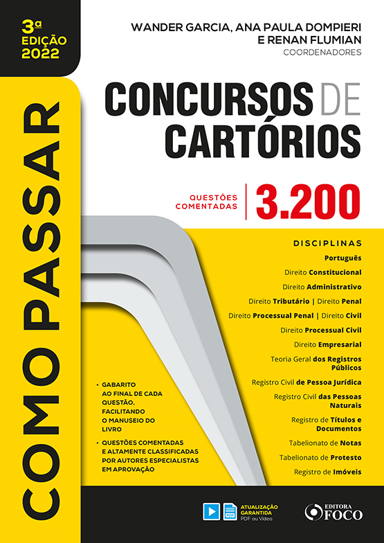 Como Passar Em Concursos De Cartório - 3.200 Questões Comentadas - 3ª Ed - 2022..-