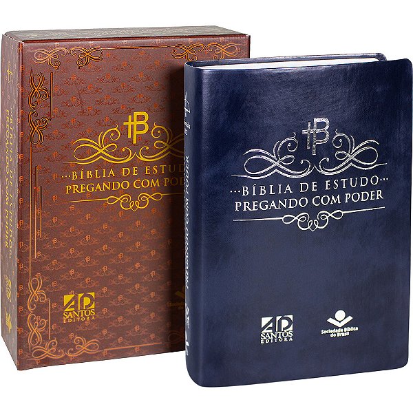 Bíblia De Estudo Pregando Com Poder - Capa Azul Nobre Almeida Revista E Corrigida (Arc)