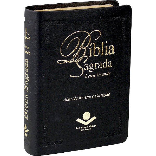Bíblia Sagrada Letra Grande Almeida Revista E Corrigida (Arc) - Couro Sintético Preta