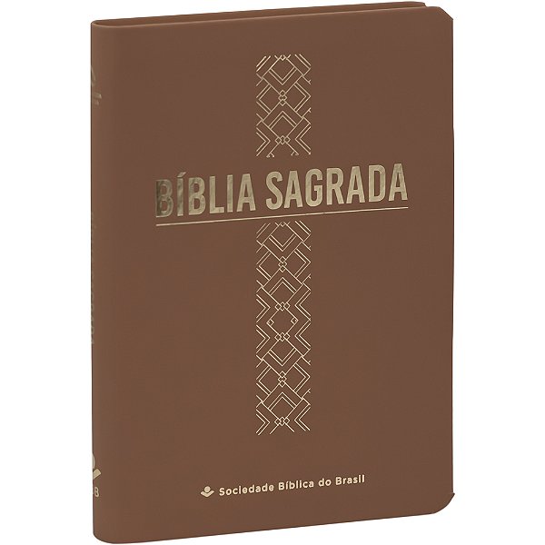 Bíblia Linha Ouro - Cruz, Capa Caramelo, Índice Digital E Beira Pintada Nova Almeida Atualizada (Naa)