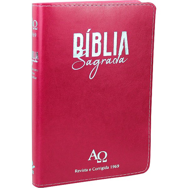 Bíblia Sagrada Rc 1969 Letra Grande Com Índice Digital - Capa Couro Sintético Rosa Almeida Revista E Corrigida (Arc) Com Letras Vermelhas