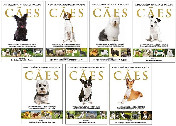 A Enciclopédia Ilustrada De Raças De Cães (Coleção Completa - 7 Livros) Um Guia Visual De A A Z Com 176 Raças Para Você Conhecer E Se Encantar
