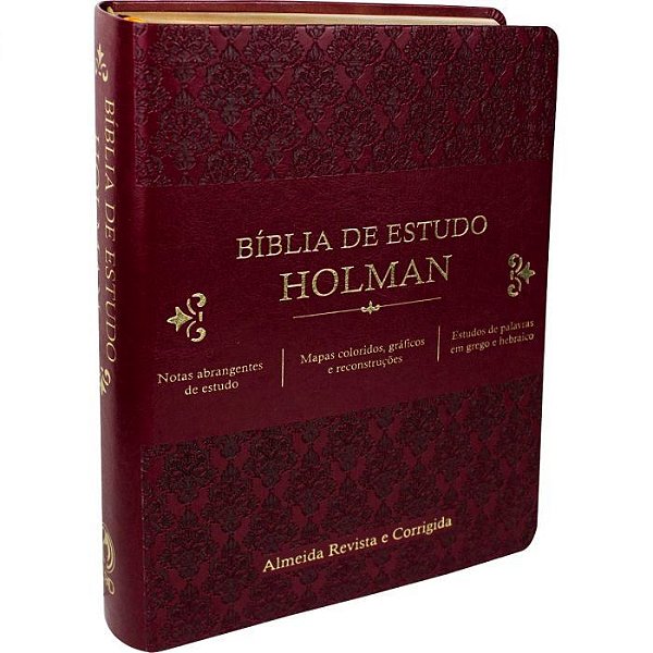Bíblia De Estudo Holman - Couro Sintético Vinho Almeida Revista E Corrigida (Arc)