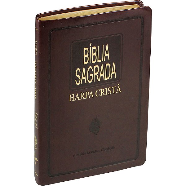 Bíblia Sagrada Com Harpa Cristã - Capa De Couro Sintético Marrom Nobre Almeida Revista E Corrigida (Arc)