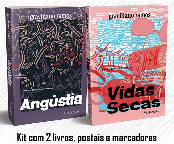 Graciliano Ramos – Vidas Secas + Angústia - Kit Com 2 Livros, Postais E Marcadores