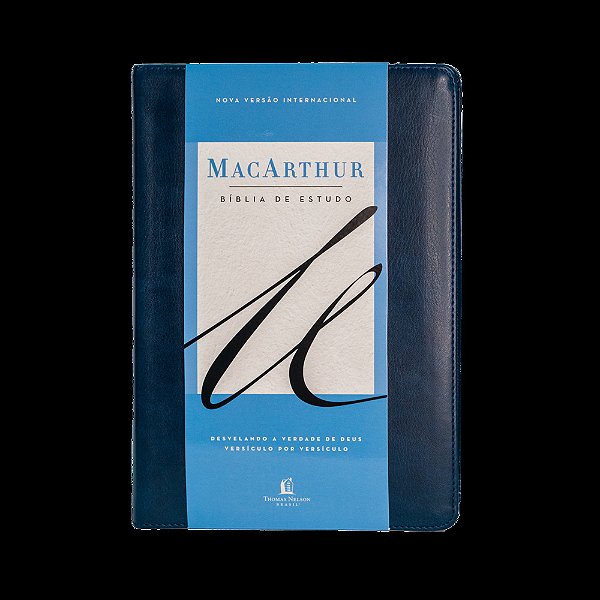 Bíblia De Estudo Macarthur, Nvi, Couro Soft, Azul, Leitura Perfeita