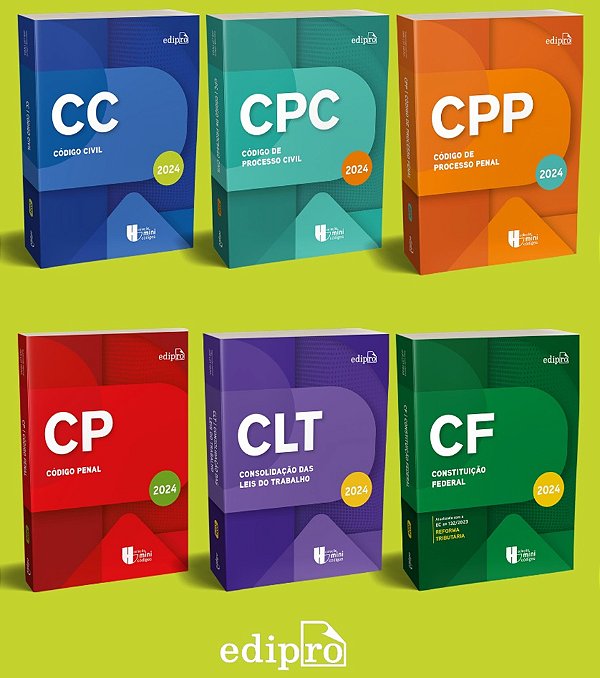 Kit Coleção Legislação 2024 – Código Civil 2024 + Código De Processo Civil 2024 + Código Penal 2024 + Código De Processo Penal 2024 + Clt 2024 + Const