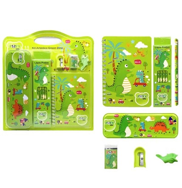 Kit Artistico Green Dino 11 Pcs Ff6056 - Fofy