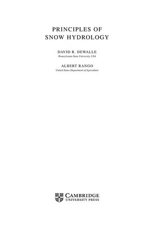 Principles Of Snow Hydrology-..