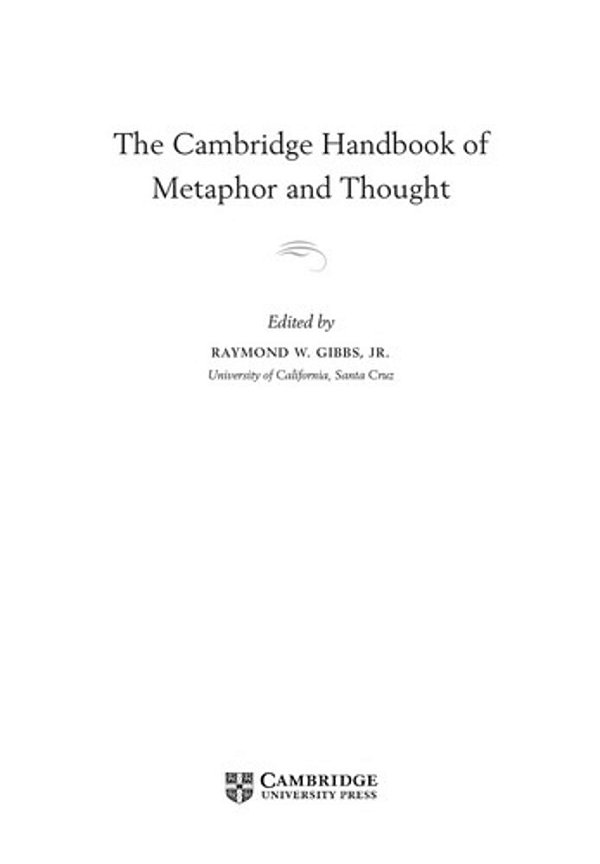 The Cambridge Handbook Of Metaphor And Thought-..