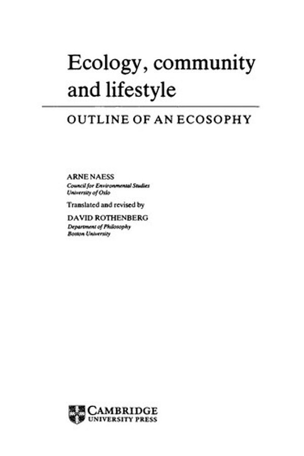 Ecology, Community And Lifestyle-..