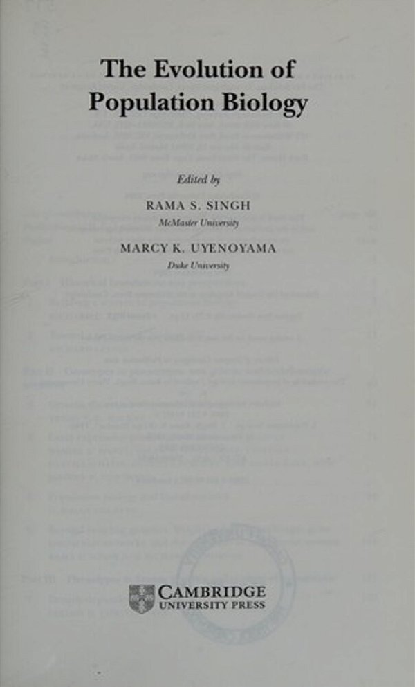 Evolution Of Population Biology, The-..
