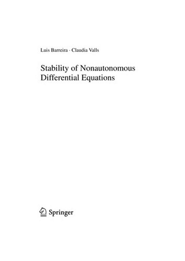Stability Oy Nonautonomous Differential Equations (Lecture Notes In Mathematics)-..