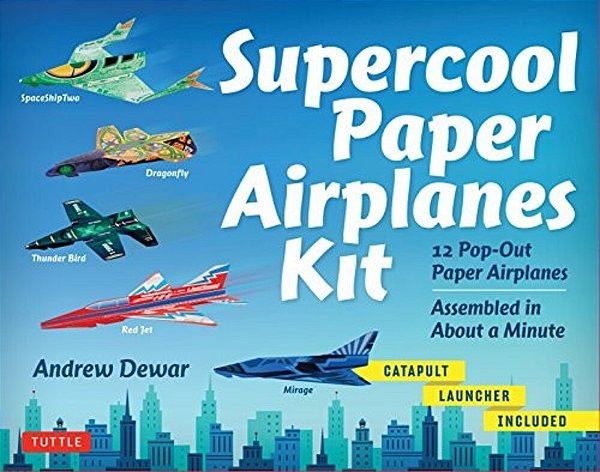 Supercool Paper Airplanes Kit: 12 Pop-Out Paper Airplanes Assembled In About A Minute: Kit Includes Instruction Book, Pre-Printed Planes & Catapult La-..